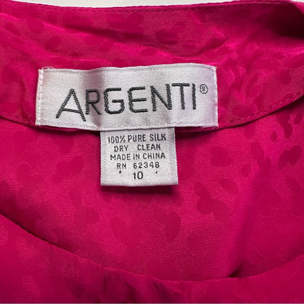 Vintage ARGENTI Silk Top Skirt Set  Sz10‎ Short Sleeve Cinch Waist Pink READ - Picture 6 of 16